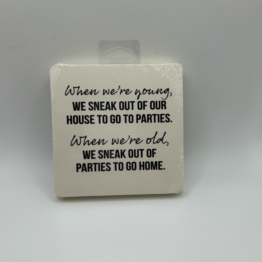Party Coaster with Humorous Quote (pack includes 6 paper coasters)